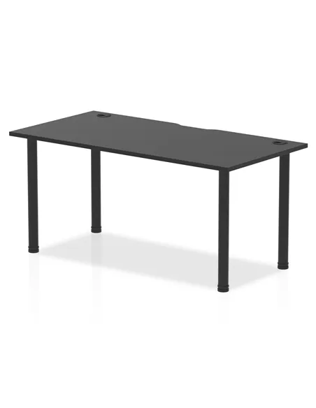 Dynamic Impulse Black Series 1600 x 800mm Straight Table Black Top with Cable Ports Black Post Leg I004202