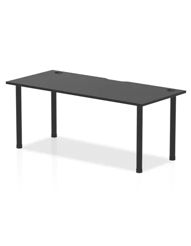 Dynamic Impulse Black Series 1800 x 800mm Straight Table Black Top with Cable Ports Black Post Leg I004203