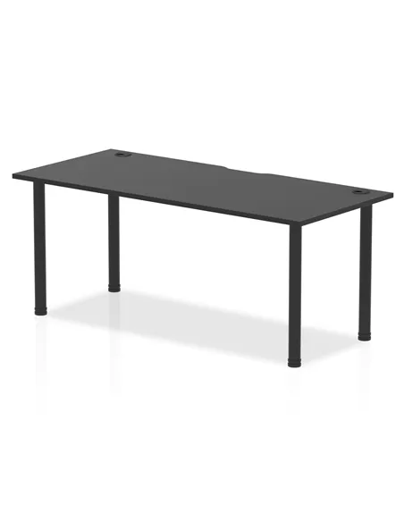Dynamic Impulse Black Series 1800 x 800mm Straight Table Black Top with Cable Ports Black Post Leg I004203