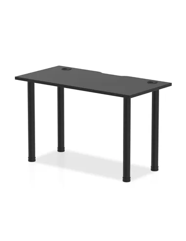 Dynamic Impulse Black Series 1200 x 600mm Straight Table Black Top with Cable Ports Black Post Leg I004204