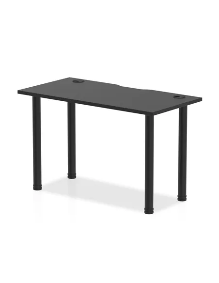 Dynamic Impulse Black Series 1200 x 600mm Straight Table Black Top with Cable Ports Black Post Leg I004204