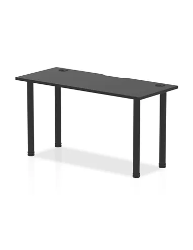 Dynamic Impulse Black Series 1400 x 600mm Straight Table Black Top with Cable Ports Black Post Leg I004205