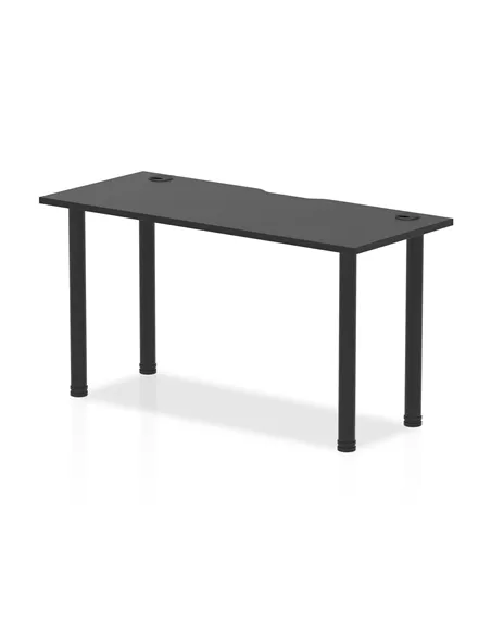 Dynamic Impulse Black Series 1400 x 600mm Straight Table Black Top with Cable Ports Black Post Leg I004205