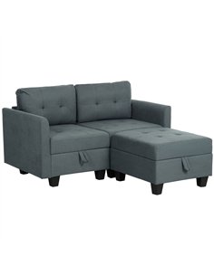 HOMCOM 'L' Shape Modular Storage Sofa - Dark Grey