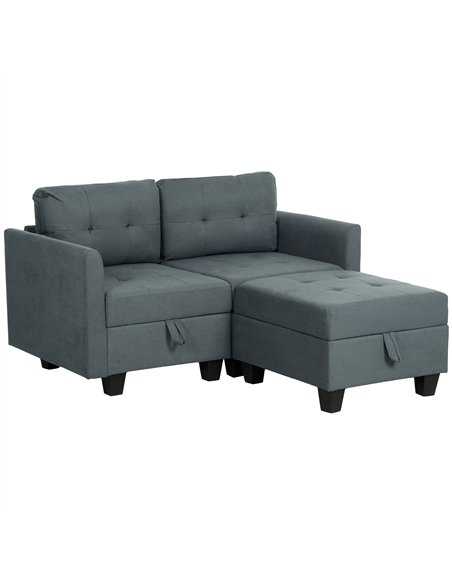 HOMCOM 'L' Shape Modular Storage Sofa - Dark Grey