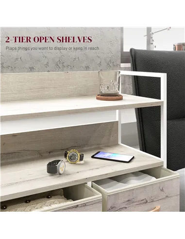 HOMCOM Rustic Chest of Five Fabric Drawers - Natural