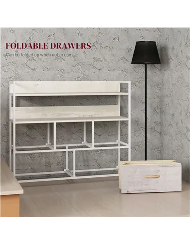 HOMCOM Rustic Chest of Five Fabric Drawers - Natural