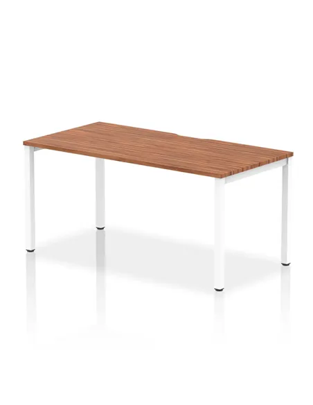 Dynamic Evolve Plus 1600mm Single Starter Office Bench Desk Walnut Top White Frame BE107