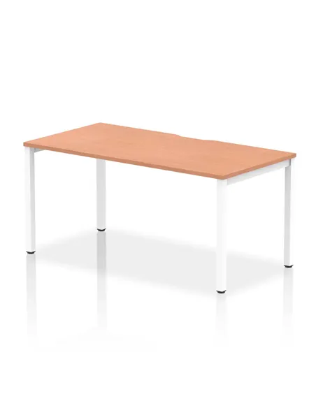 Dynamic Evolve Plus 1600mm Single Starter Office Bench Desk Beech Top White Frame BE108