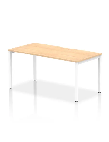 Dynamic Evolve Plus 1600mm Single Starter Office Bench Desk Maple Top White Frame BE109