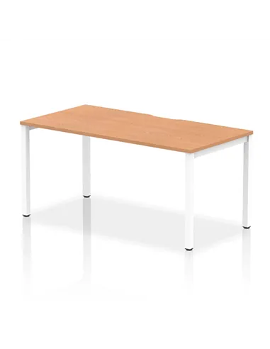 Dynamic Evolve Plus 1600mm Single Starter Office Bench Desk Oak Top White Frame BE110