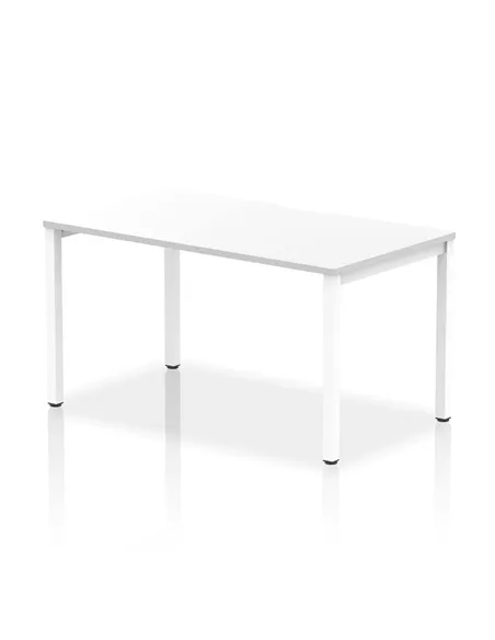 Dynamic Evolve Plus 1400mm Single Starter Office Bench Desk White Top White Frame BE111