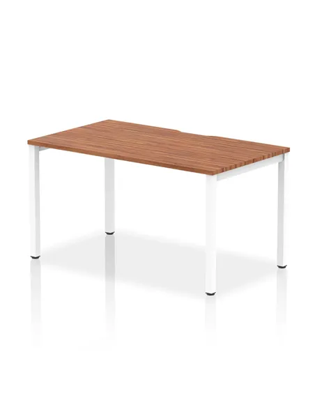 Dynamic Evolve Plus 1400mm Single Starter Office Bench Desk Walnut Top White Frame BE112