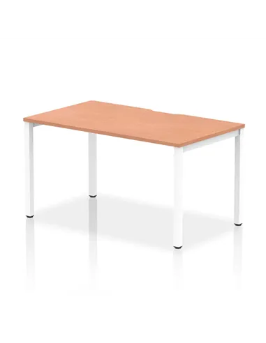 Dynamic Evolve Plus 1400mm Single Starter Office Bench Desk Beech Top White Frame BE113