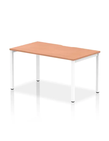 Dynamic Evolve Plus 1400mm Single Starter Office Bench Desk Beech Top White Frame BE113