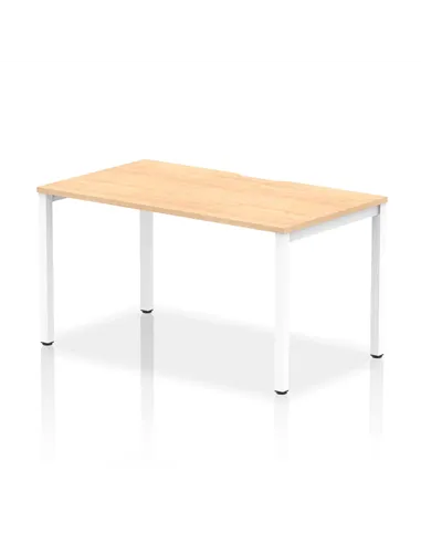 Dynamic Evolve Plus 1400mm Single Starter Office Bench Desk Maple Top White Frame BE114