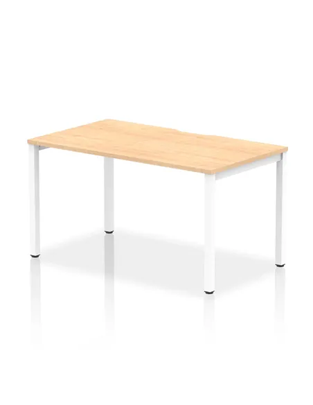 Dynamic Evolve Plus 1400mm Single Starter Office Bench Desk Maple Top White Frame BE114