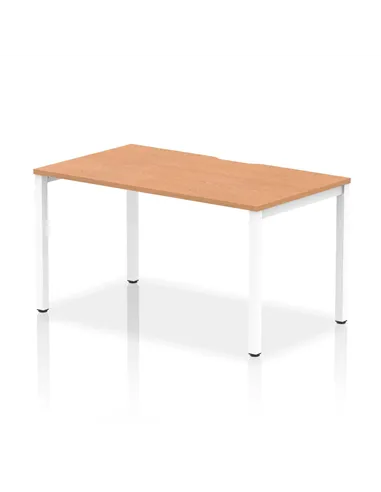Dynamic Evolve Plus 1400mm Single Starter Office Bench Desk Oak Top White Frame BE115