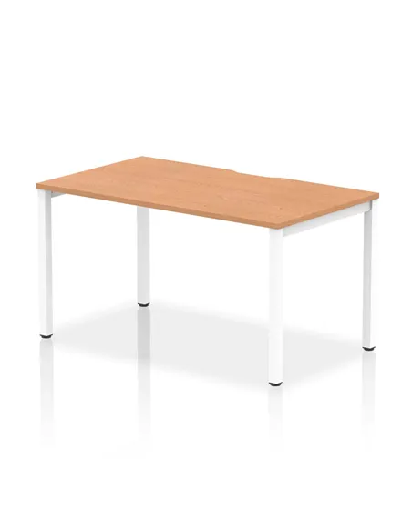 Dynamic Evolve Plus 1400mm Single Starter Office Bench Desk Oak Top White Frame BE115