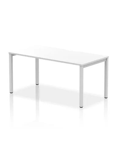 Dynamic Evolve Plus 1600mm Single Starter Office Bench Desk White Top Silver Frame BE126