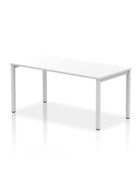 Dynamic Evolve Plus 1600mm Single Starter Office Bench Desk White Top Silver Frame BE126