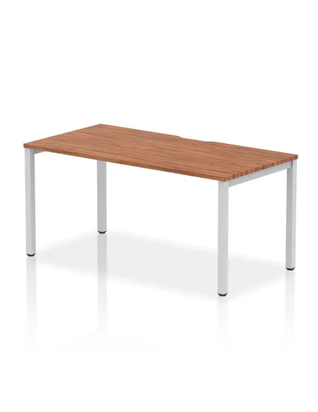 Dynamic Evolve Plus 1600mm Single Starter Office Bench Desk Walnut Top Silver Frame BE127