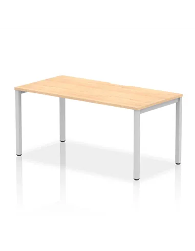 Dynamic Evolve Plus 1600mm Single Starter Office Bench Desk Maple Top Silver Frame BE129