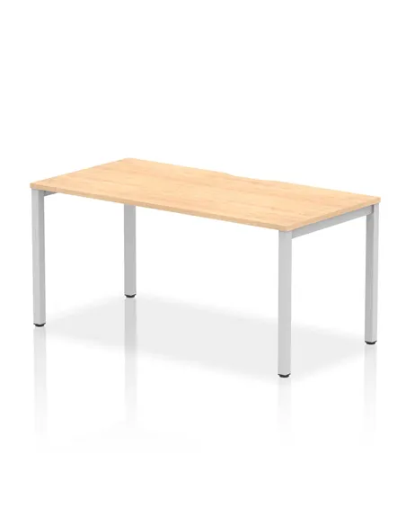 Dynamic Evolve Plus 1600mm Single Starter Office Bench Desk Maple Top Silver Frame BE129