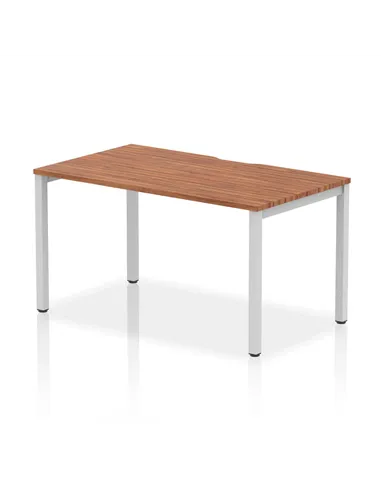 Dynamic Evolve Plus 1400mm Single Starter Office Bench Desk Walnut Top Silver Frame BE132