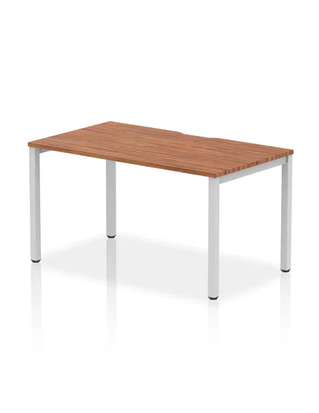 Dynamic Evolve Plus 1400mm Single Starter Office Bench Desk Walnut Top Silver Frame BE132