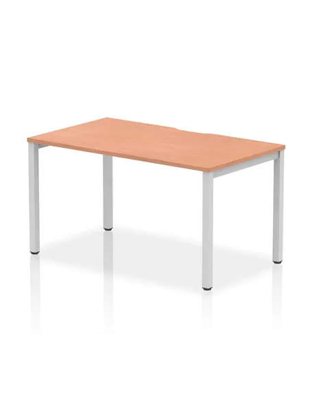 Dynamic Evolve Plus 1400mm Single Starter Office Bench Desk Beech Top Silver Frame BE133