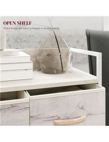 HOMCOM Rustic Chest of Four Fabric Drawers - Black