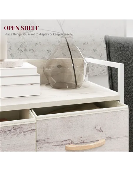 HOMCOM Rustic Chest of Four Fabric Drawers - Black