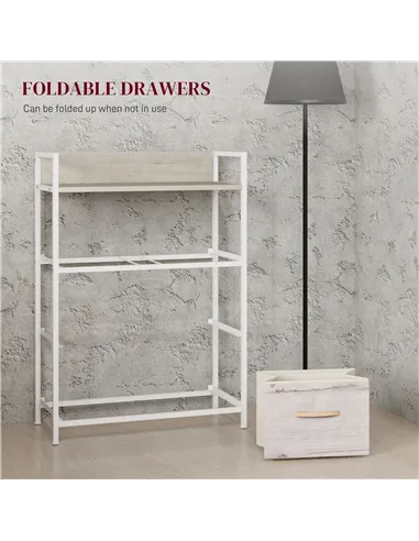 HOMCOM Rustic Chest of Four Fabric Drawers - Black