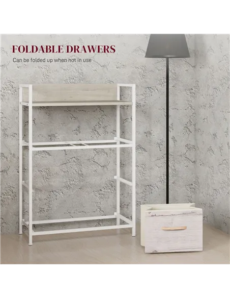 HOMCOM Rustic Chest of Four Fabric Drawers - Black