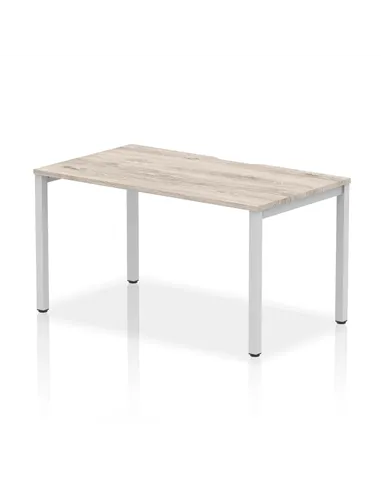 Dynamic Evolve Plus 1400mm Single Starter Office Bench Desk Grey Oak Top Silver Frame BE761