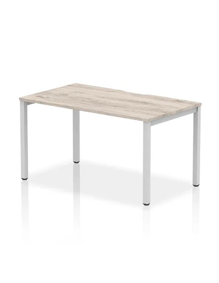 Dynamic Evolve Plus 1400mm Single Starter Office Bench Desk Grey Oak Top Silver Frame BE761