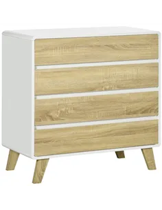 HOMCOM Chest of Four Drawers - Wood-Effect/White