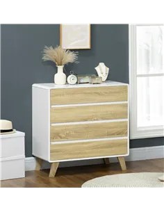 HOMCOM Chest of Four Drawers - Wood-Effect/White 2