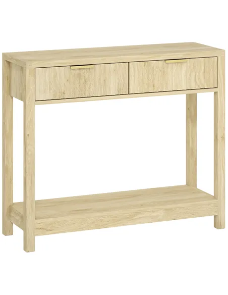 HOMCOM Modern Console Table with Fluted Panel Drawers, Narrow Hallway Table with Shelf for Entryway, Living Room, 90 x 30 x 76 c