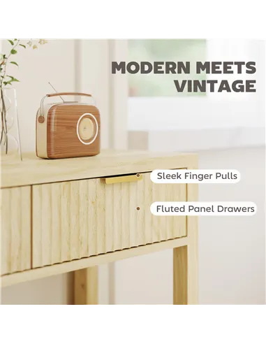 HOMCOM Modern Console Table with Fluted Panel Drawers, Narrow Hallway Table with Shelf for Entryway, Living Room, 90 x 30 x 76 c