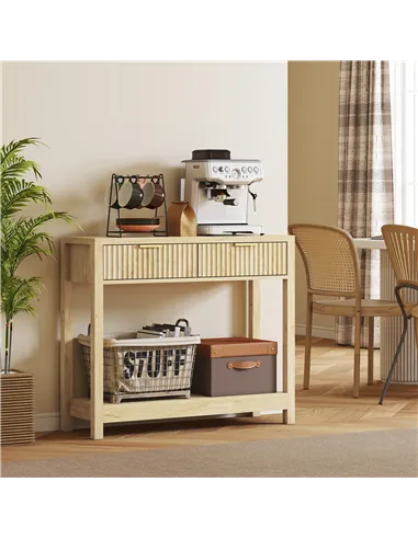 HOMCOM Modern Console Table with Fluted Panel Drawers, Narrow Hallway Table with Shelf for Entryway, Living Room, 90 x 30 x 76 c