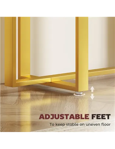 HOMCOM Console Table with Faux Marble Top, 100 cm Narrow Entryway Table with Anti-tipping Device, Steel Frame, White