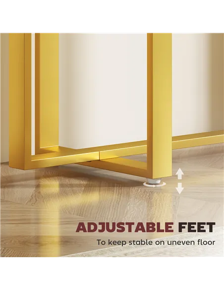 HOMCOM Console Table with Faux Marble Top, 100 cm Narrow Entryway Table with Anti-tipping Device, Steel Frame, White