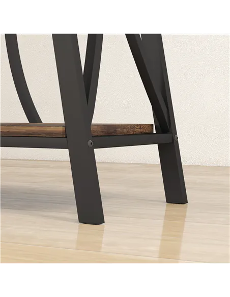 HOMCOM Narrow Console Table, Industrial 2-Tier Sofa Table with Metal Frame for Entryway, Living Room, 120x30x80cm, Rustic Brown