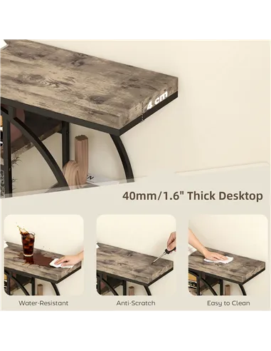 HOMCOM Industrial Console Table with Storage Shelves - Rustic Brown
