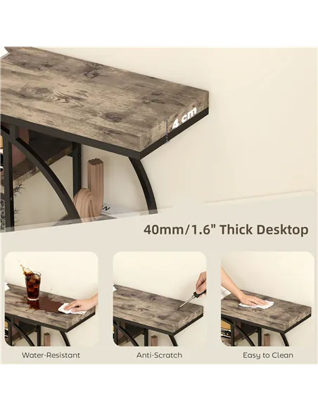 HOMCOM Industrial Console Table with Storage Shelves - Rustic Brown