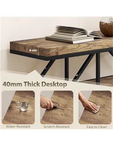 HOMCOM 4-Tier Industrial Console Table - Rustic Brown