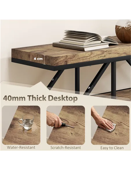 HOMCOM 4-Tier Industrial Console Table - Rustic Brown