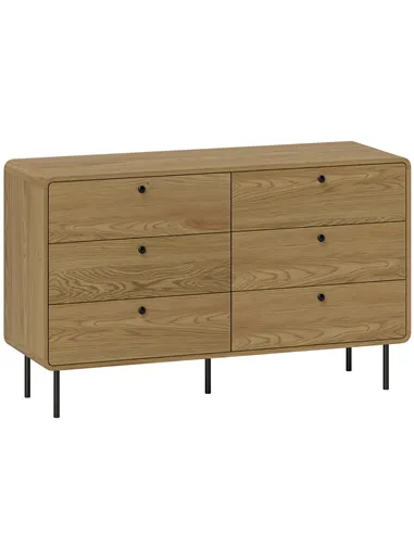 HOMCOM Chest of Drawers, 6 Drawer Dresser - Oak